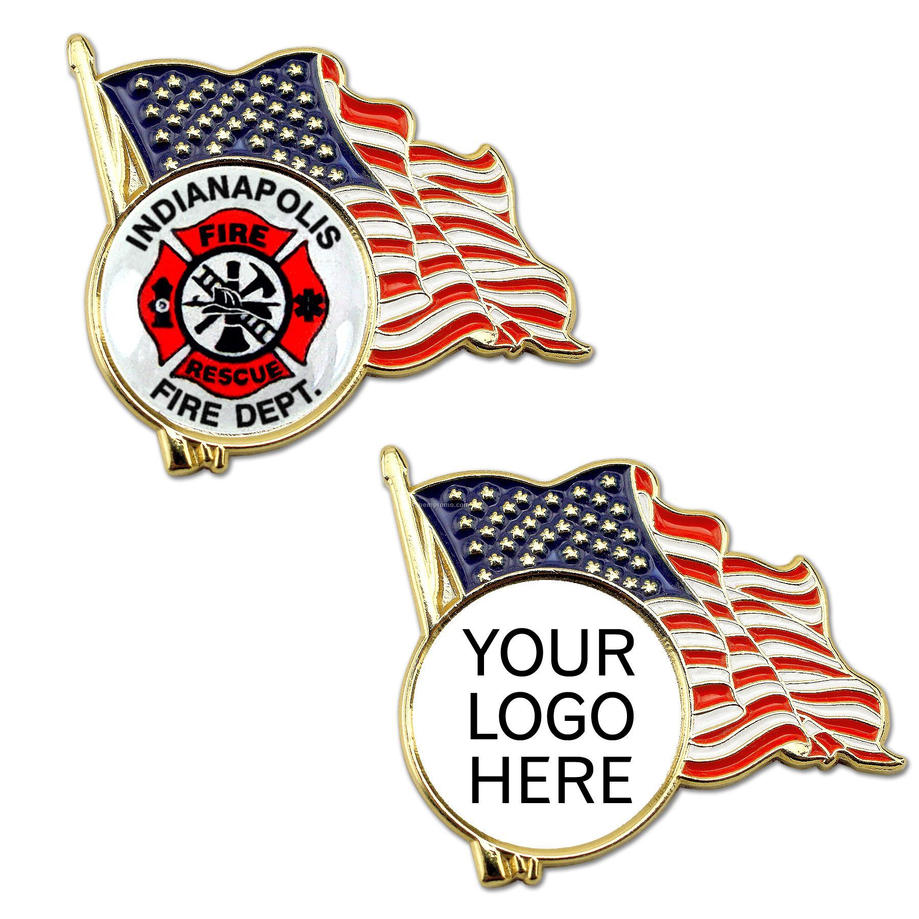 American Flag Lapel Pin With Custom Logo