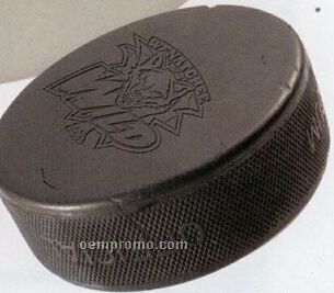 Lasered Hockey Puck With Stand