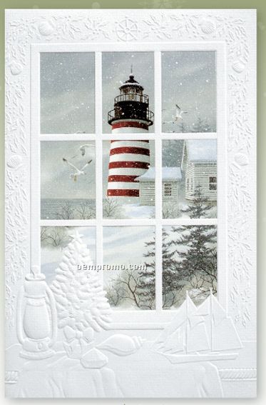 West Quoddy Light Recycled Holiday Card W/ Lined Envelope