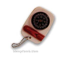 Beige Key Tag W/ Red Whistle & Black Compass