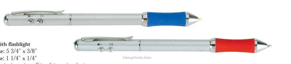 Soft Grip Pen Laser With Flashlight
