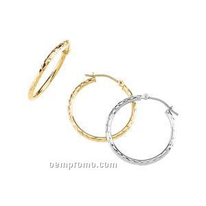 13mm Ladies' 14ky Diamond-cut Hoop Earring
