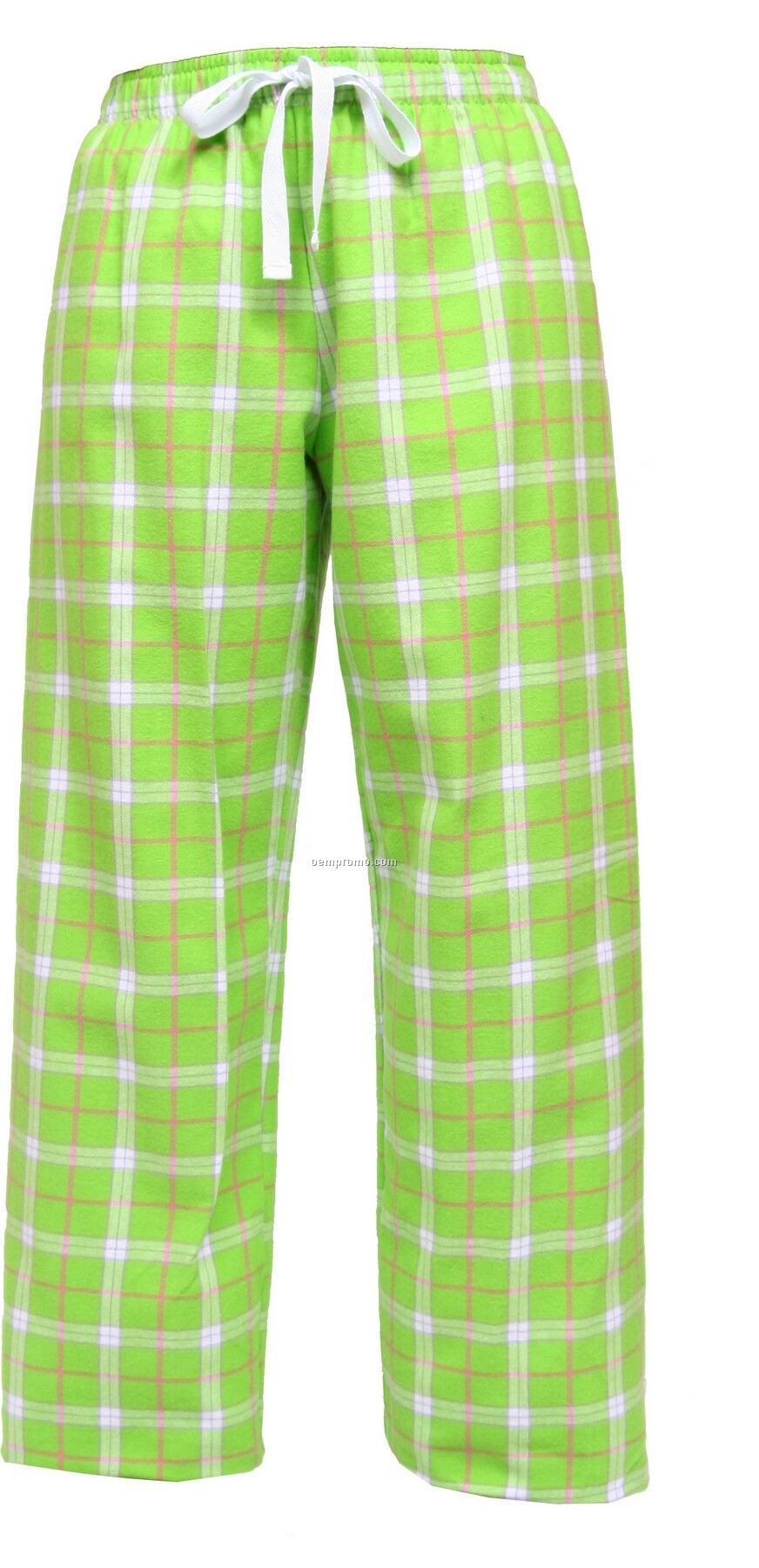 Adult Lime Green Plaid Fashion Flannel Pant With Tie Cord