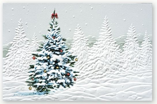 Decorated Tree Recycled Holiday Card W/ Lined Envelope