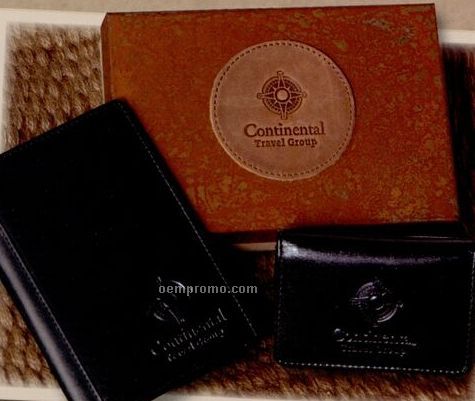 Gift Set W/ Passport Travel Wallet & Business Card Case