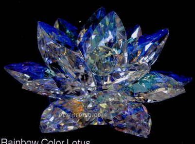 Optic Crystal Rainbow Color Lotus Figurine Set