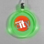 Round Light Up Pendant Necklace W/ Green LED