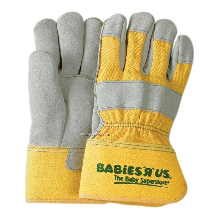 Select Suede Cowhide Leather Palm Gloves W/ Yellow Back