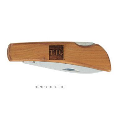 Single Stainless Blade With Wooden Grip (Engraved)