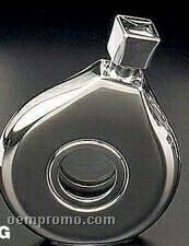 Stainless Steel Chrome Flask W/ Glass Center (4 1/2 Oz.)