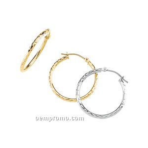 20-1/2mm Ladies' 14ky Diamond-cut Hoop Earring