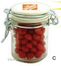 Glass Candy Canister / Colored Ceramic Lid - Gumballs (C) 2 1/2"X1 3/4"