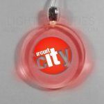 Round Light Up Pendant Necklace W/ Red LED