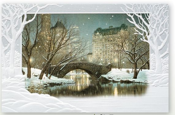 Twilight In Central Park Recycled Holiday Card W/ Lined Envelope