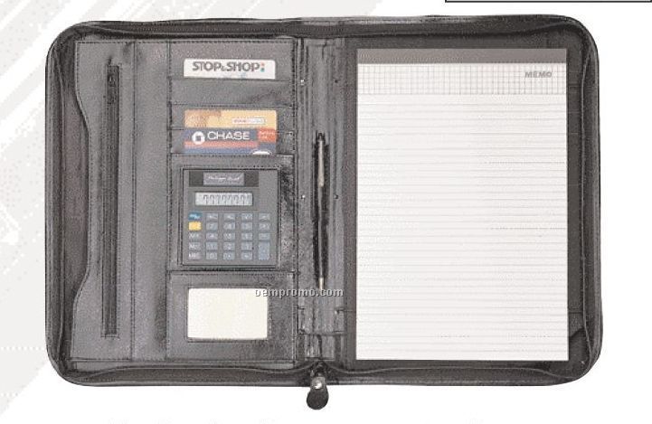 Full Zippered Portfolio With Calculator & Accordion Pocket