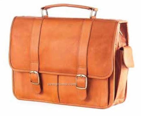 Top Handle Flap Laptop Briefcase - Vachetta Leather