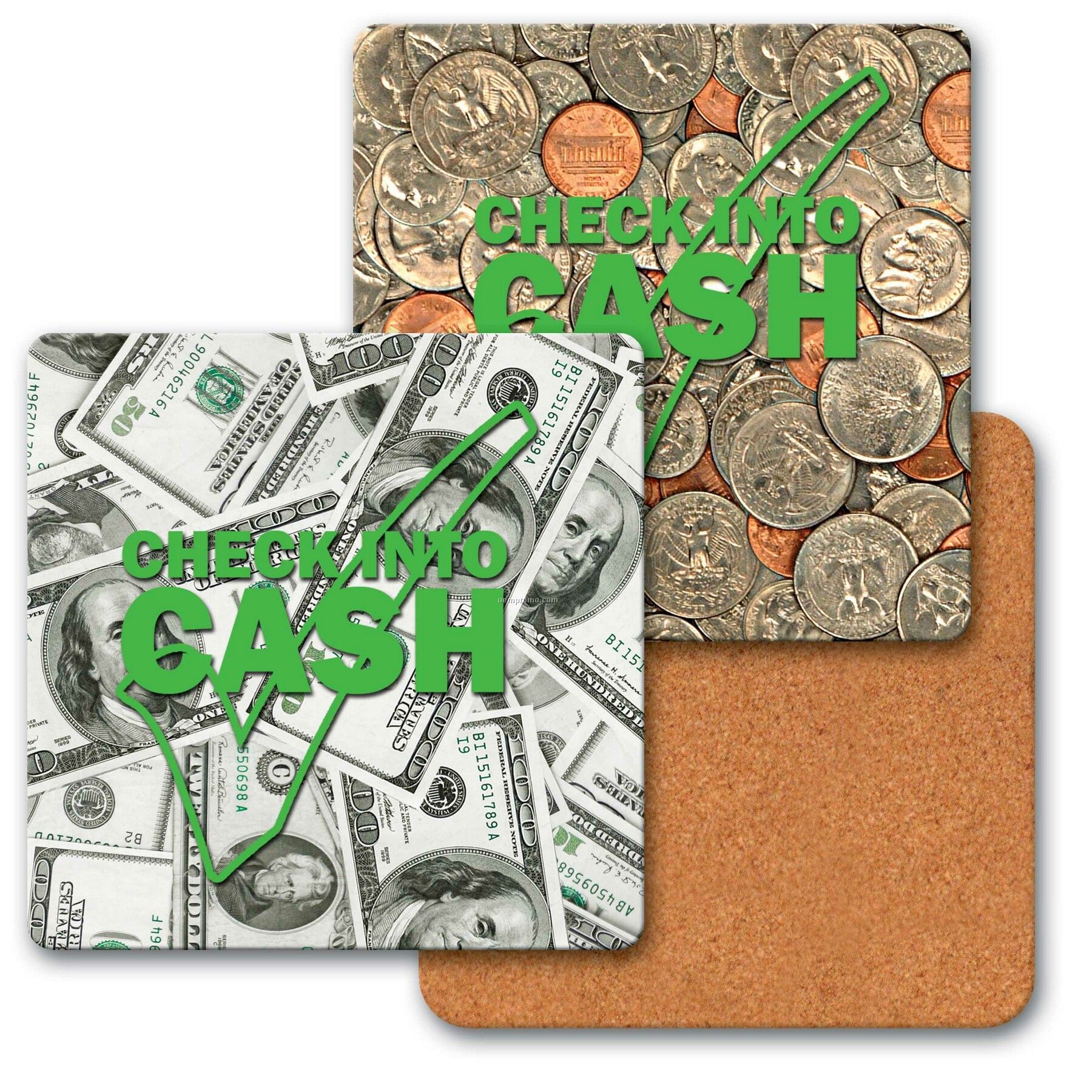 4" Square Coaster W/3d Lenticular Images Of Dollars And Cents (Imprint)