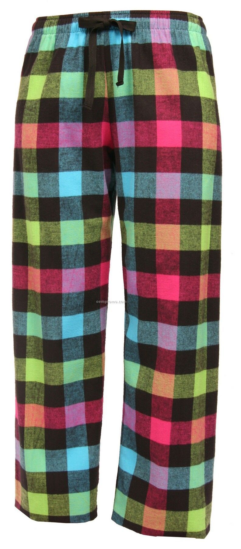 Adult Neon Plaid Fashion Flannel Pant With Tie Cord