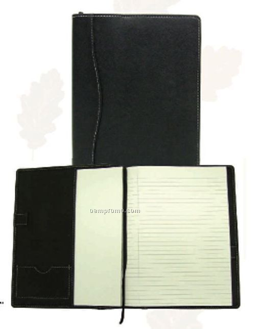 Black Slim Bi-fold Journal W/ Cover (Stone Wash Cowhide)