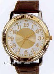 Esteem Ladies' Gold Dress Watch With Brown Leather Band
