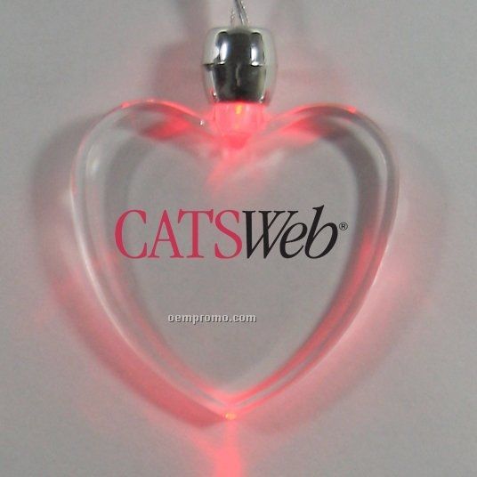 Heart Light Up Pendant Necklace W/ Red LED