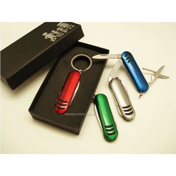 Multi-functional Knife With Colorful Blade 3-tools Key Ring