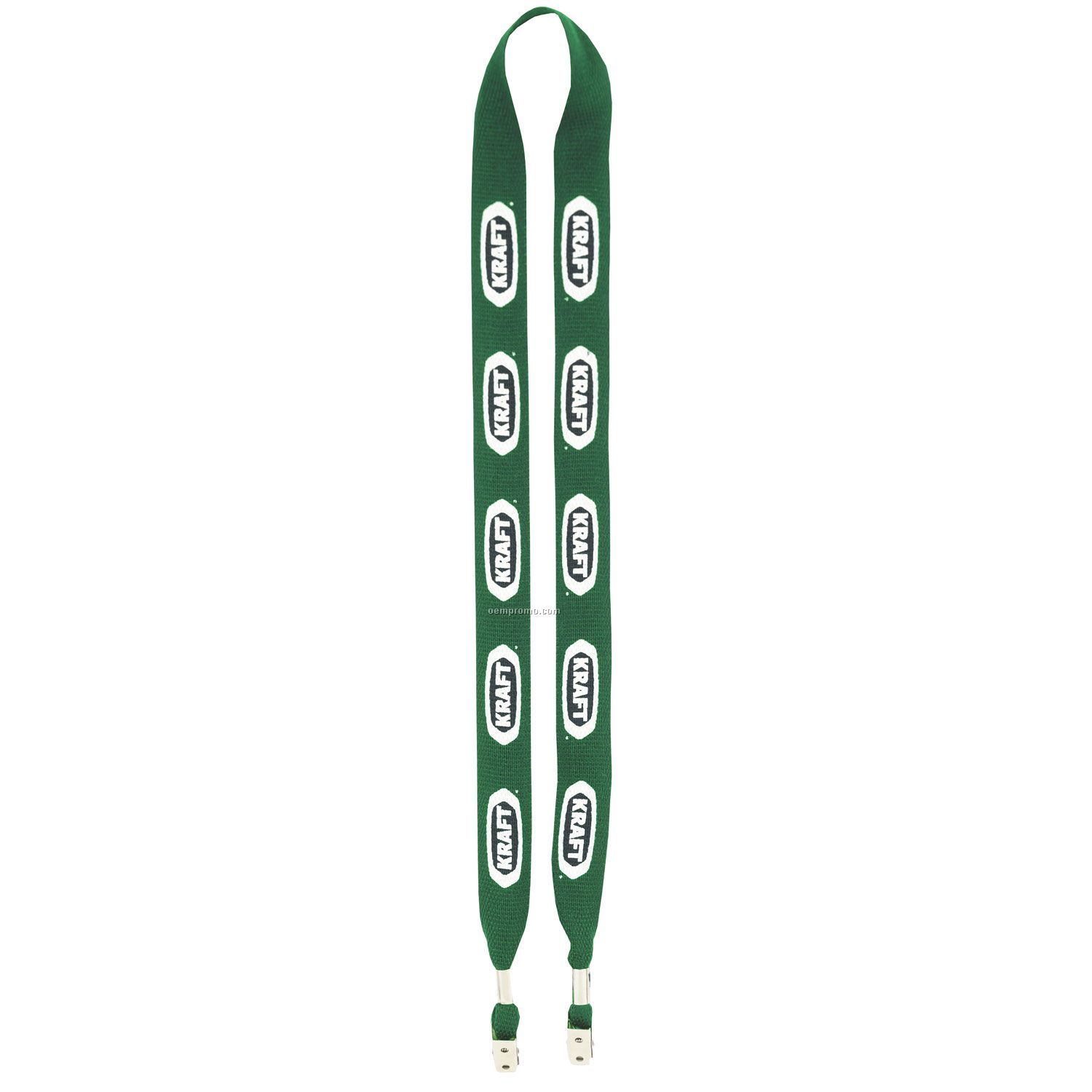 One Ply Cotton Lanyards W/ Bulldog Clip At Each End (5/8