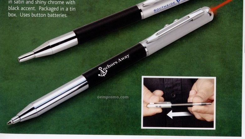 Telescoping Pen With Laser Pointer In Tin Box