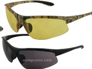 Commandos Safety Glasses W/ Camouflage Rubber Temple (Smoke Lens)