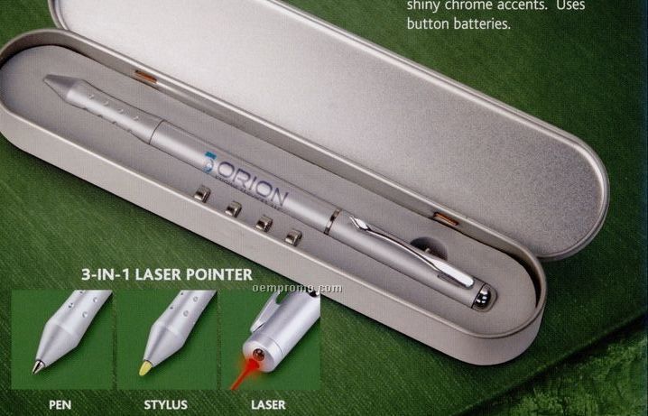 Laser Pointer With Stylus And Ballpoint Pen