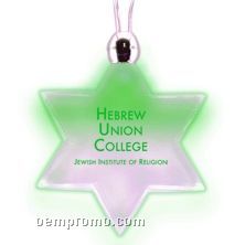 Star Of David Light Up Pendant Necklace W/ Green LED