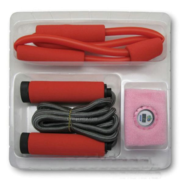 Jump Rope, Spring Exerciser And Wristband With Electronic Watch Set