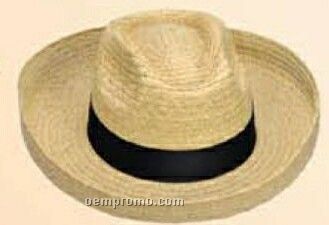 Ladies Straw Hat W/ Curled Brim