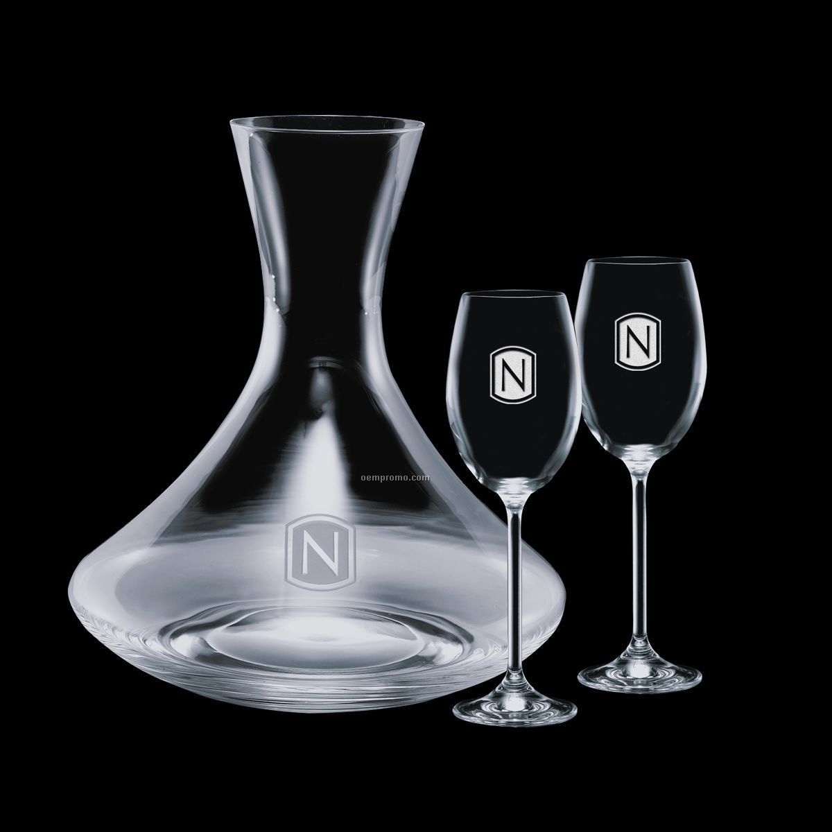 Senderwood Crystal Carafe & 2 Wine Glasses