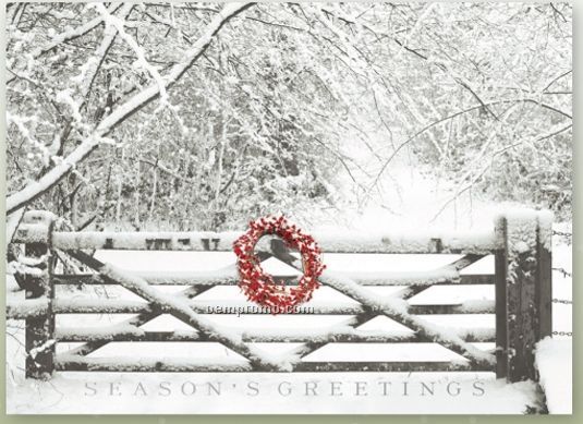 Snowy Gate Holiday Card W/ Lined Envelope