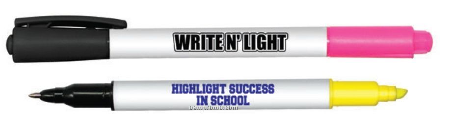 Write N' Light Double Ended Highlighter & Ball Point Pen Combo