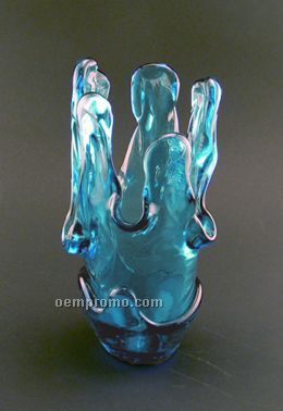 Watercolors Vase Award. 91% Post-consumer Recycled Glass. Aqua.