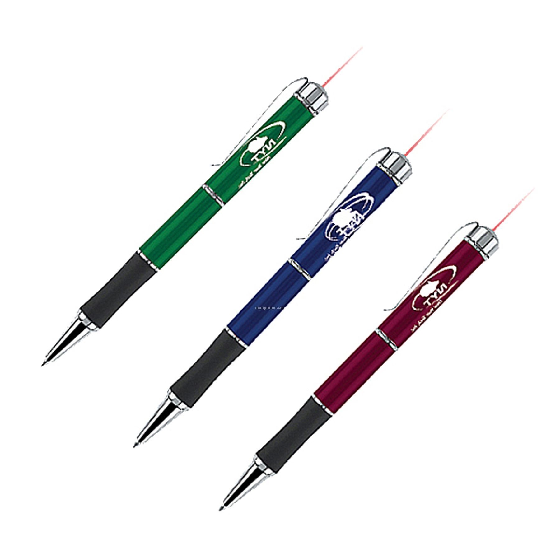 Vali Ballpoint Pen W/ Laser Pointer & Black Rubber Grip(Engraving)