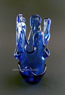 Watercolors Vase Award. 91% Post-consumer Recycled Glass. Cobalt.