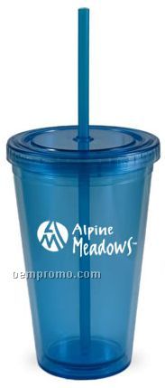 16 Oz. Double Wall Tumbler With Straw