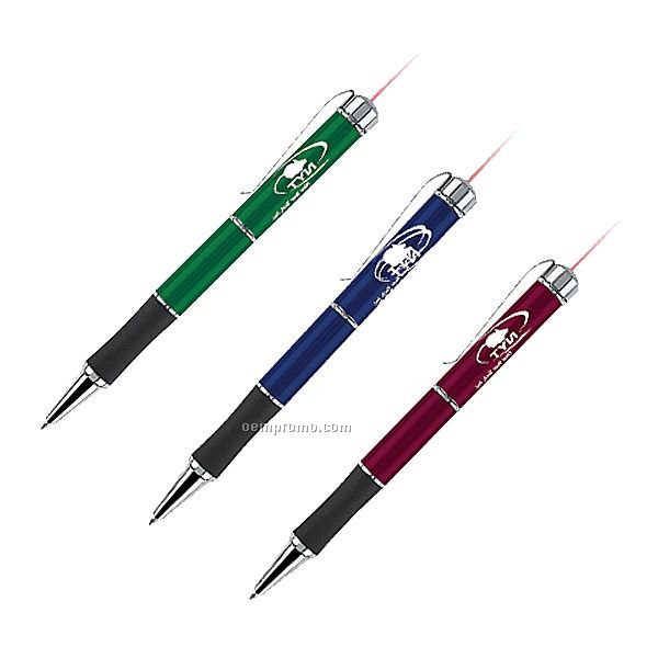 Vali Ballpoint Pen W/ Laser Pointer & Black Rubber Grip (Silkscreen)