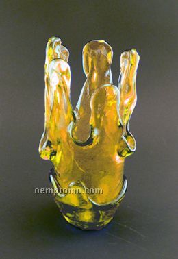 Watercolors Vase Award. 2-6% Post-consumer Recycled Glass. Citrus.
