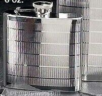 6 Oz. Stainless Steel Chrome Plated Flask W/ Lines