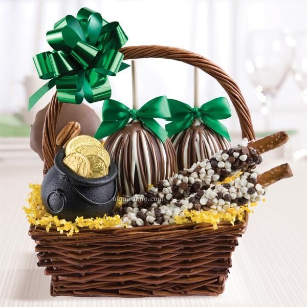 Good Luck Basket - Pot Of Gold/ Chocolate Coins/ Apples