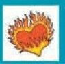 Stock Temporary Tattoo - Red & Yellow Flaming Heart (2"X2")