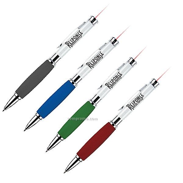 Vali II Pearl White Ballpoint Pen W/ Laser Pointer (Silkscreen)