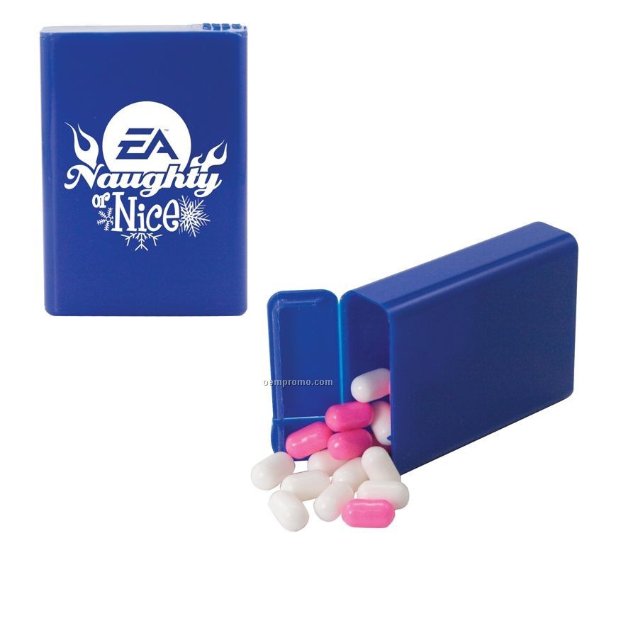 Blue Refillable Plastic Mint/ Candy Dispenser With Colored Bullet Candy