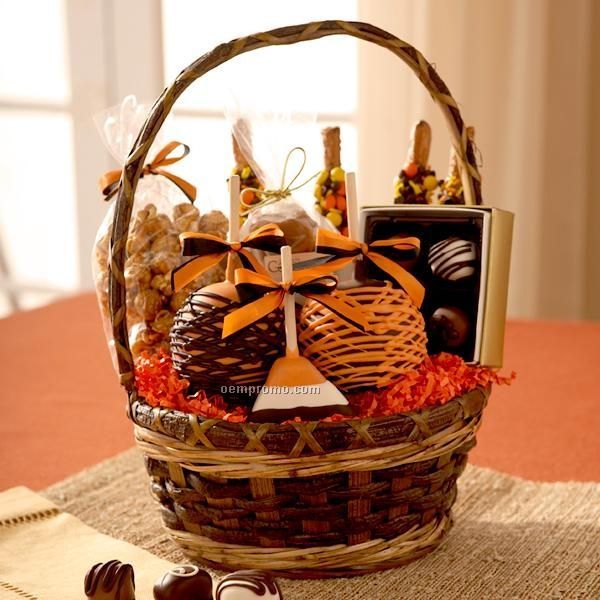 Classic Halloween Basket - Apples/ Caramels/ Truffles (10"X10"X13")