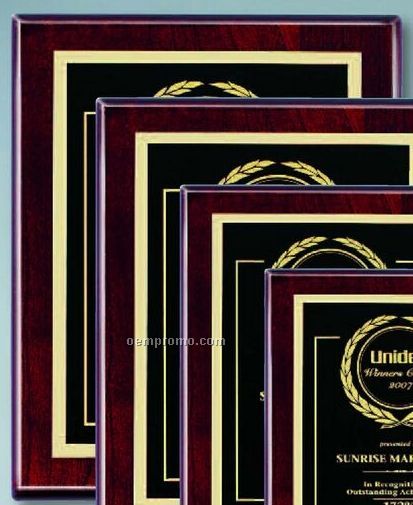Piano Finish Rosewood Plaque W/ Metal Engraving Plate (10 1/2"X13")