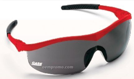 Storm Safety Glasses W/ 5 Position Ratchet-action Temple (Red/ Clear Lens)